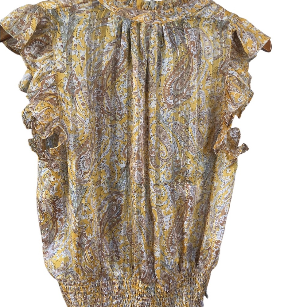 NWT‎ Rachel Zoe Paisley Shirred Metallic Blouse Small - Picture 3 of 4